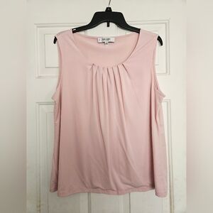 Jones Studio Pink Sleeveless Blouse with Pleated Neckline
